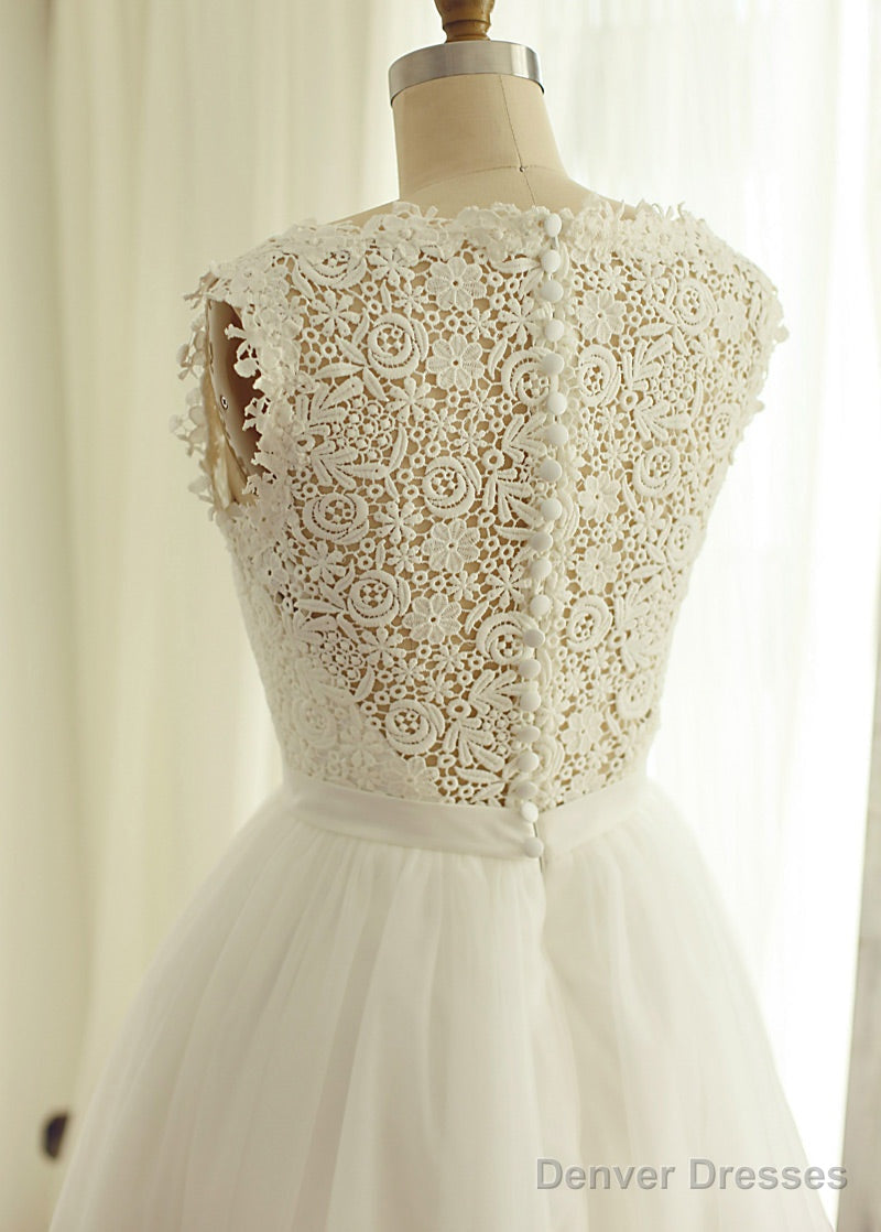 A-Line/Princess Lace Sleeveless Short Wedding Dresses With Beading