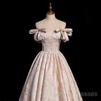 A-Line Princess Off Shoulder Floral Long Party Dress Sweetheart Prom Dress Evening Dress