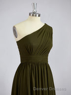 A-Line/Princess One-Shoulder Asymmetrical Chiffon Bridesmaid Dress with Pleated