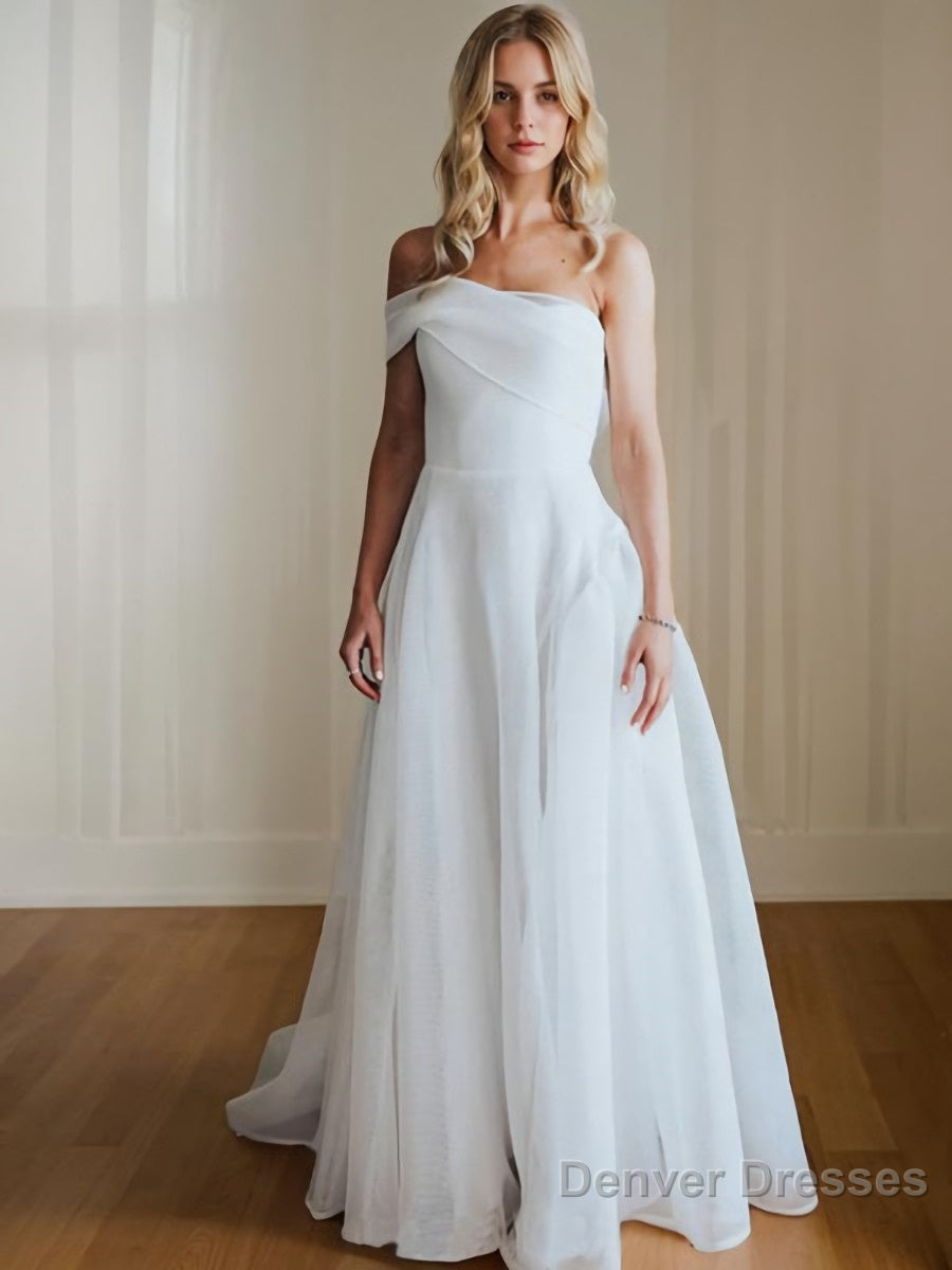 A-Line/Princess One-Shoulder Court Train Organza Wedding Dresses Main image