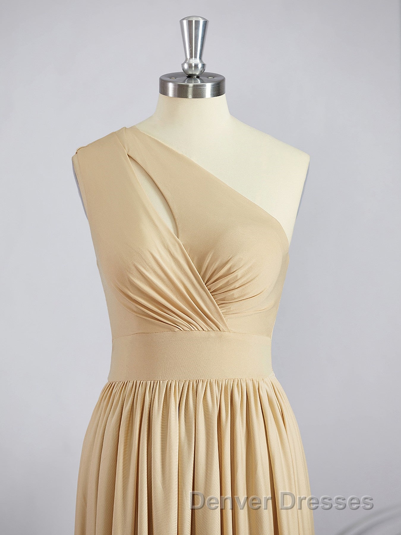 A-Line/Princess One-Shoulder Floor-Length Jersey Bridesmaid Dress with Leg Slit