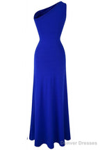A-Line/Princess One-Shoulder Floor-Length Satin Prom Dresses With Beading
