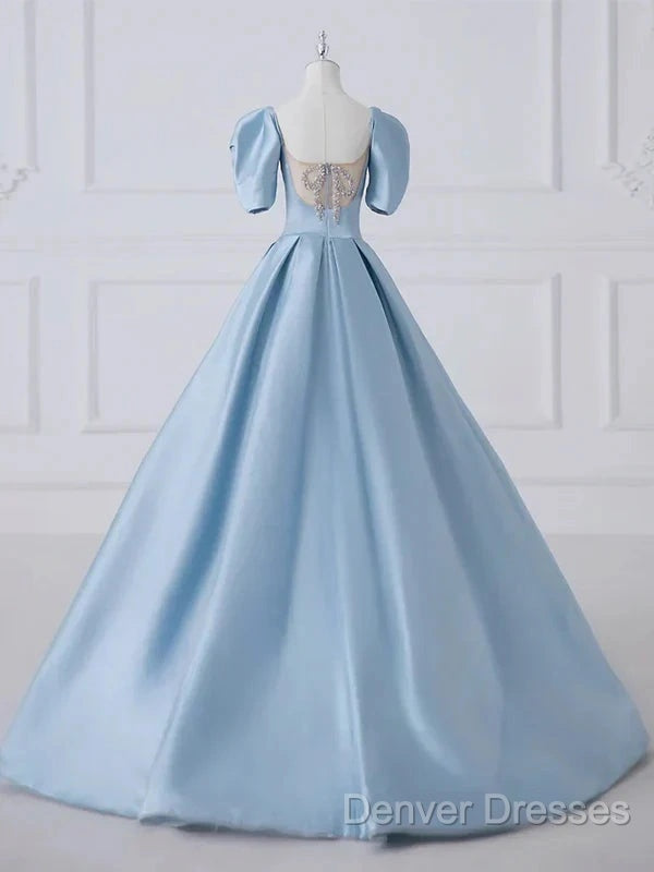 A-Line Princess Satin Blue Long Prom Dress Quinceanera Dress Elegant Evening Dress Secondary image