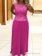 A-Line/Princess Scoop Floor-Length Chiffon Mother of the Bride Dresses With Lace
