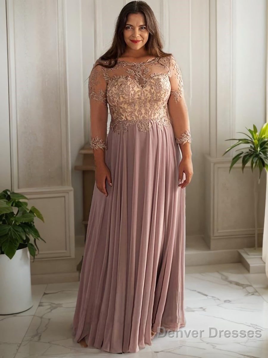 A-line/Princess Scoop Floor-Length Chiffon Mother of the Bride Dresses With Pleats Main image