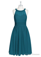 A-Line/Princess Scoop Neck Chiffon Short Bridesmaid Dress