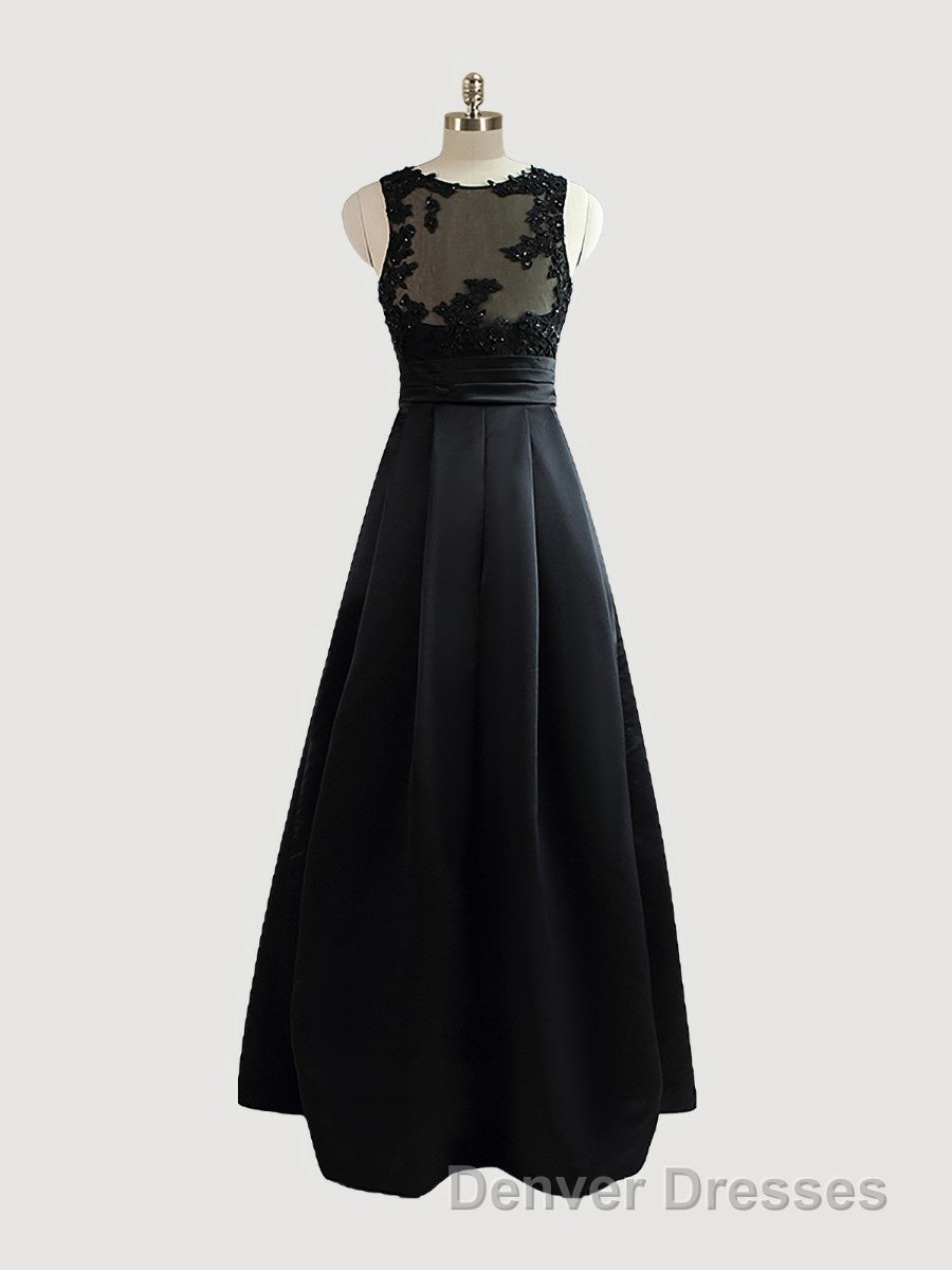 A-Line/Princess Scoop Sweep Train Satin Mother of the Bride Dress Secondary image