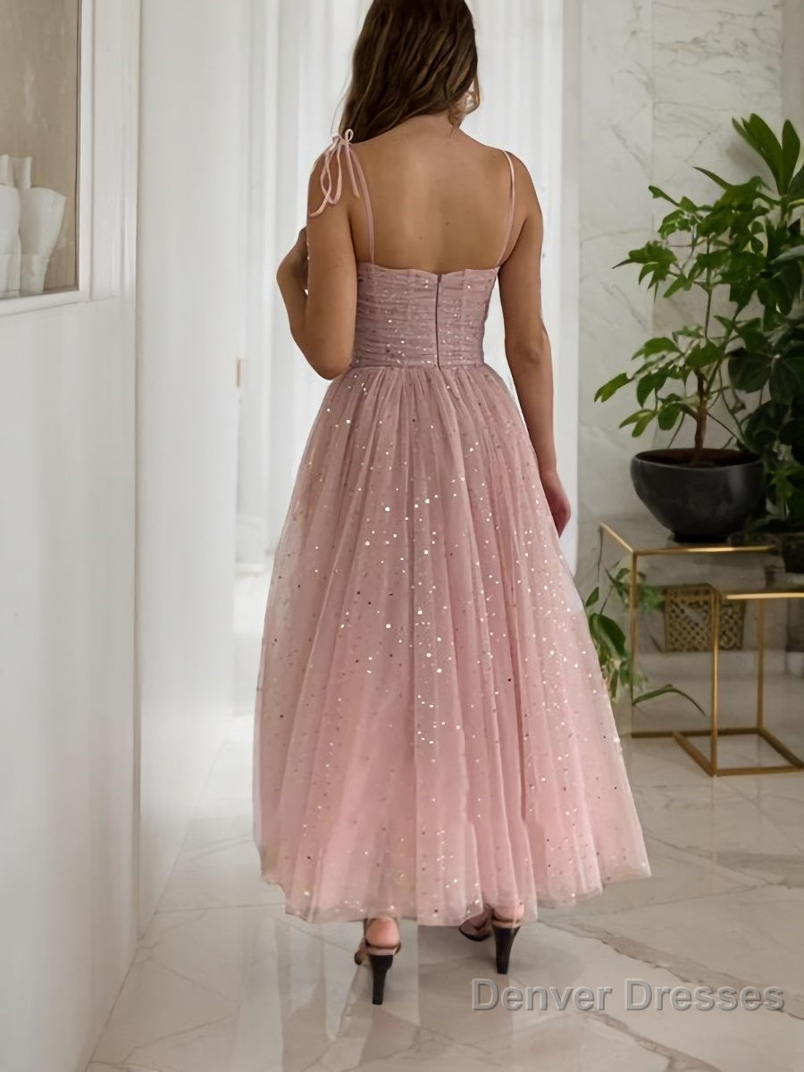 A-Line/Princess Spaghetti Straps Ankle-Length Homecoming Dresses Secondary image