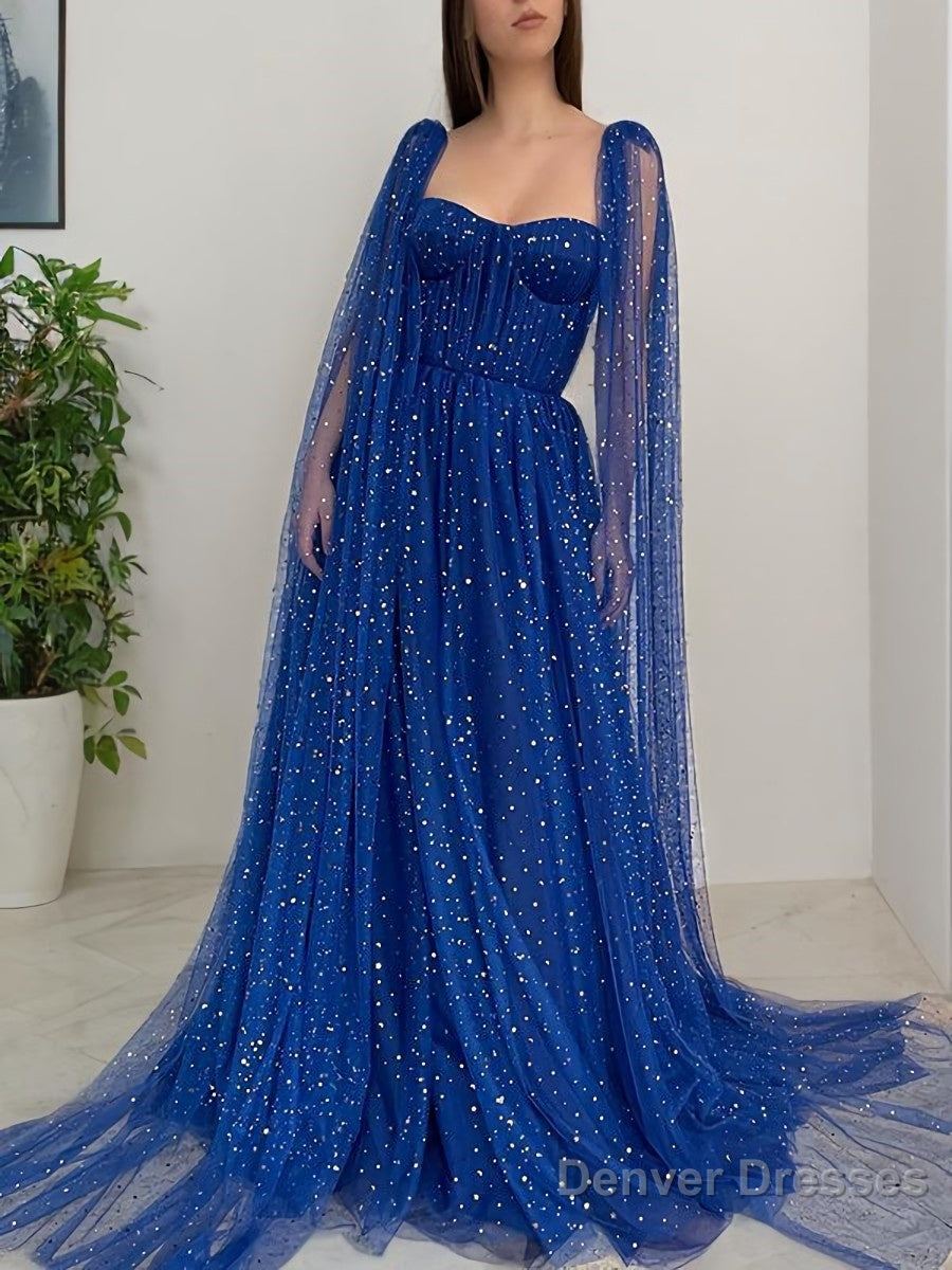 A-Line/Princess Square Sweep Train Prom Dresses With Ruffles Main image