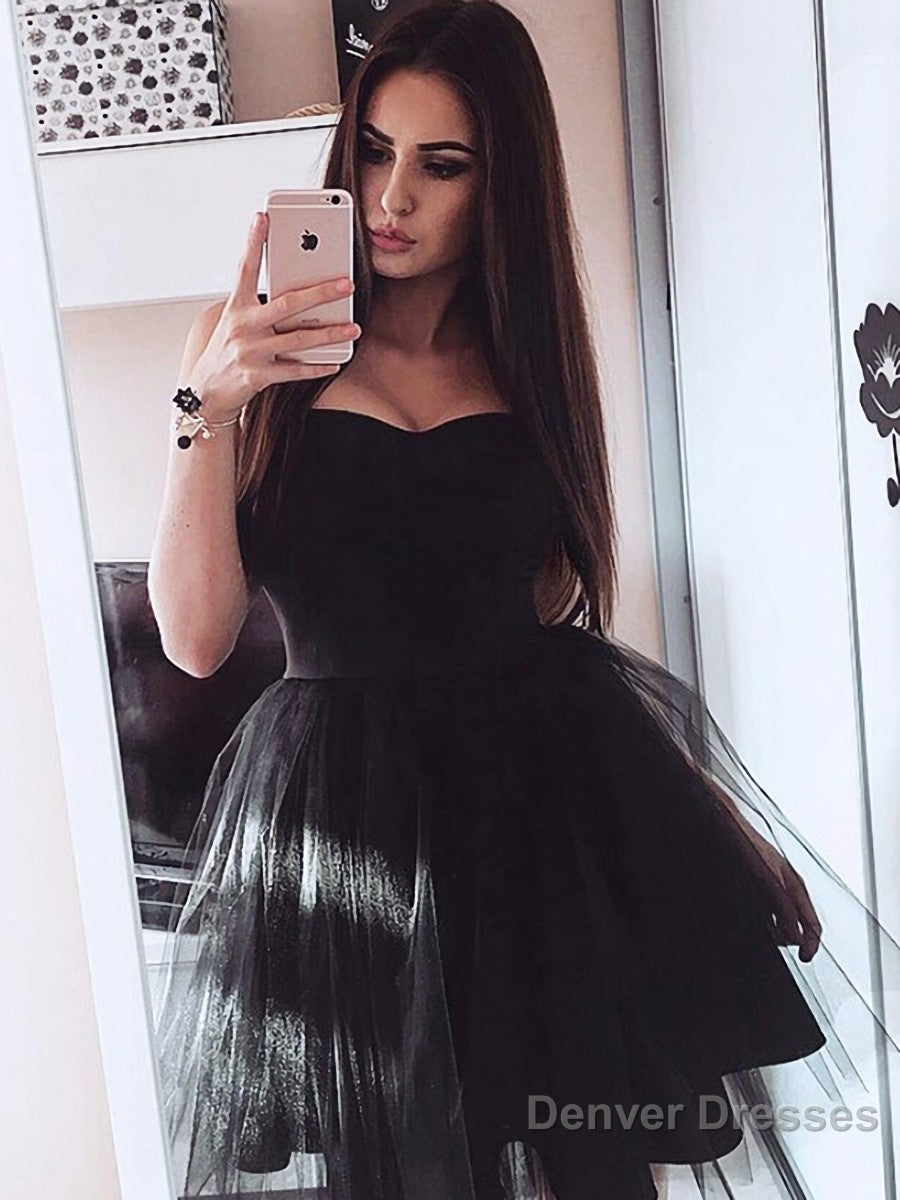 A-Line/Princess Strapless Short/Mini Satin Homecoming Dresses Main image
