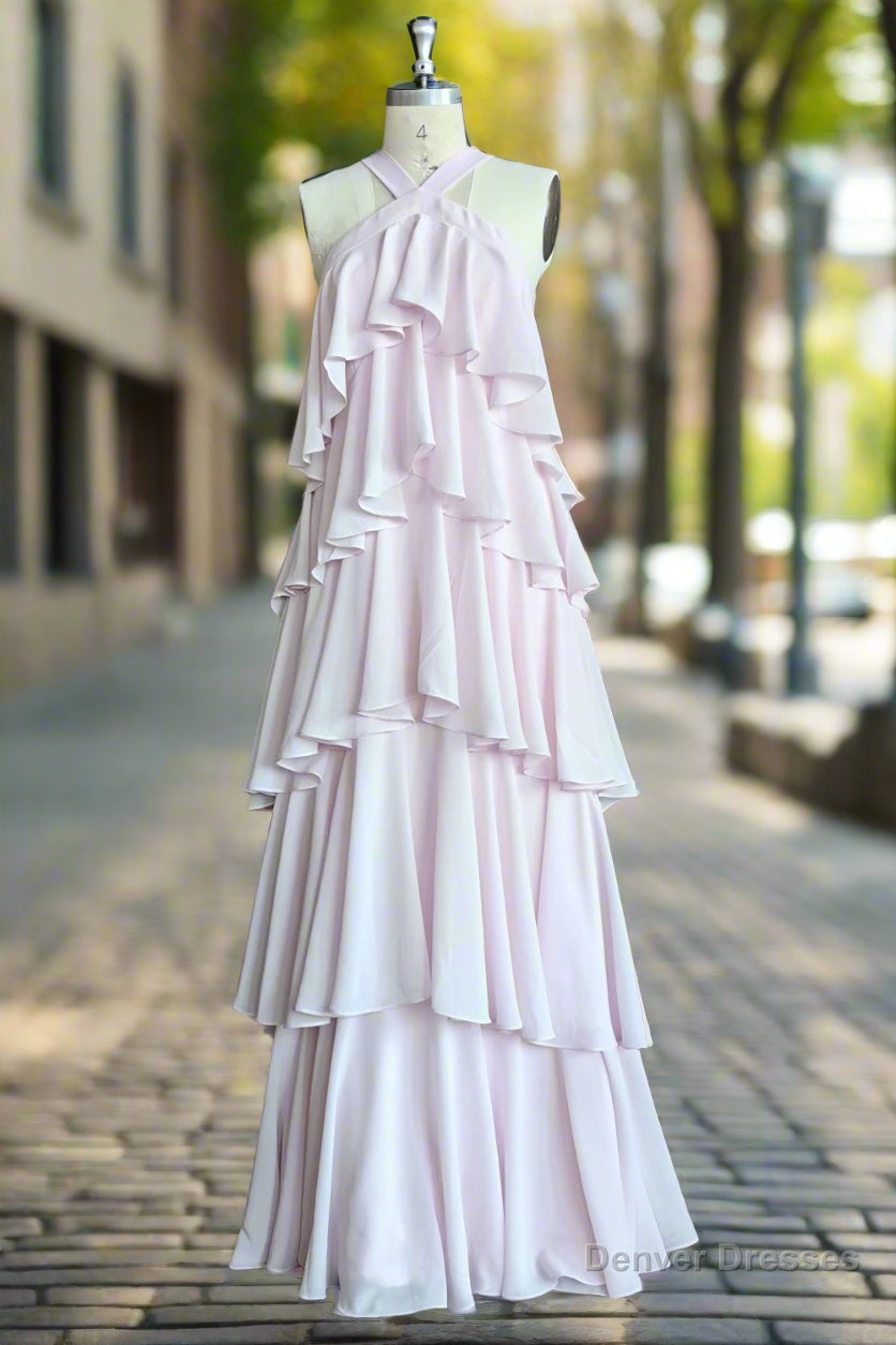 A-Line/Princess Straps Floor-Length Chiffon Prom Dresses Main image