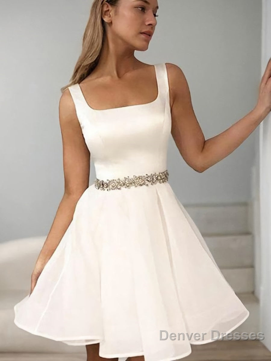 A-Line/Princess Straps Short/Mini Organza Homecoming Dresses With Beading Main image