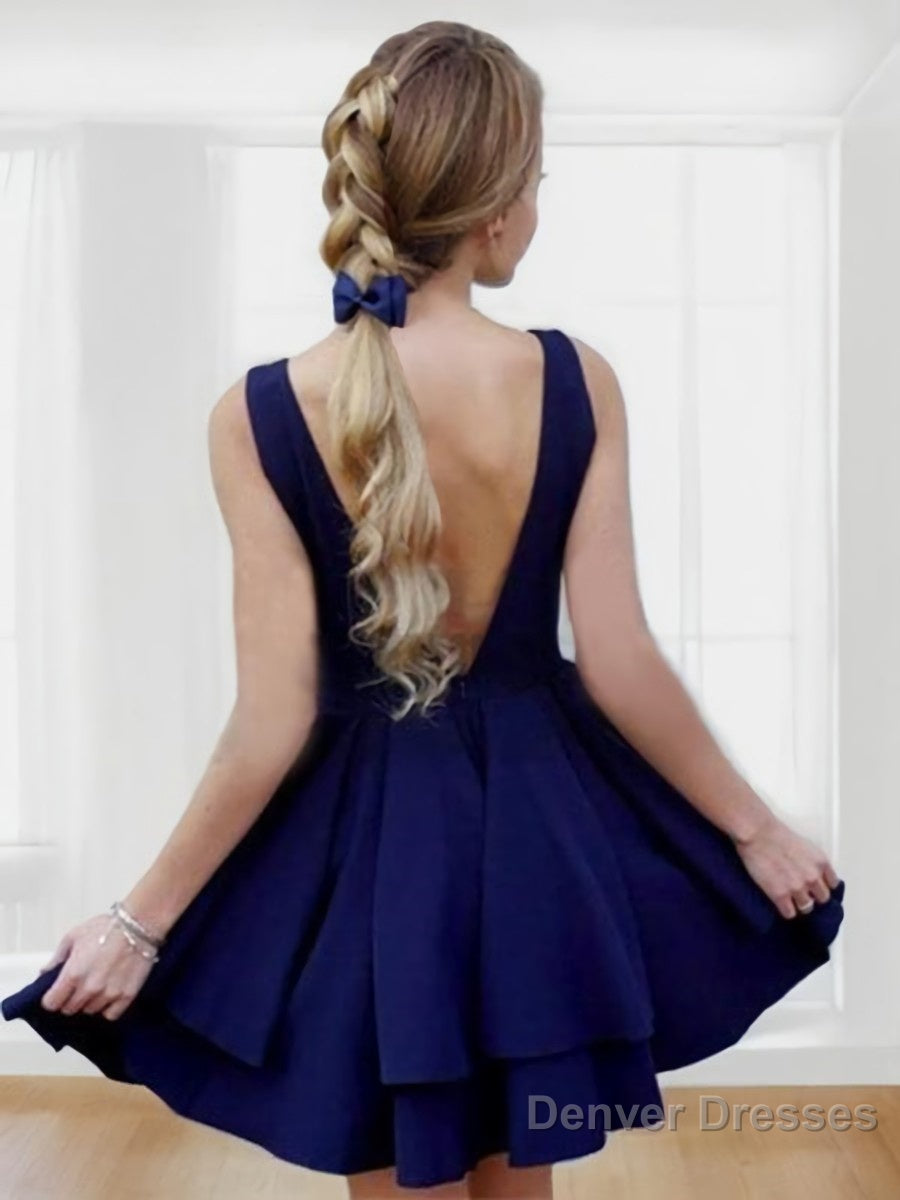 A-Line/Princess Straps Short/Mini Satin Homecoming Dresses Secondary image