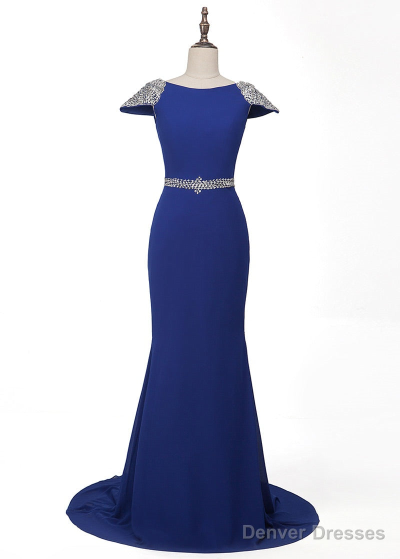 A-Line/Princess Sweep Train Chiffon Prom Dresses Main image