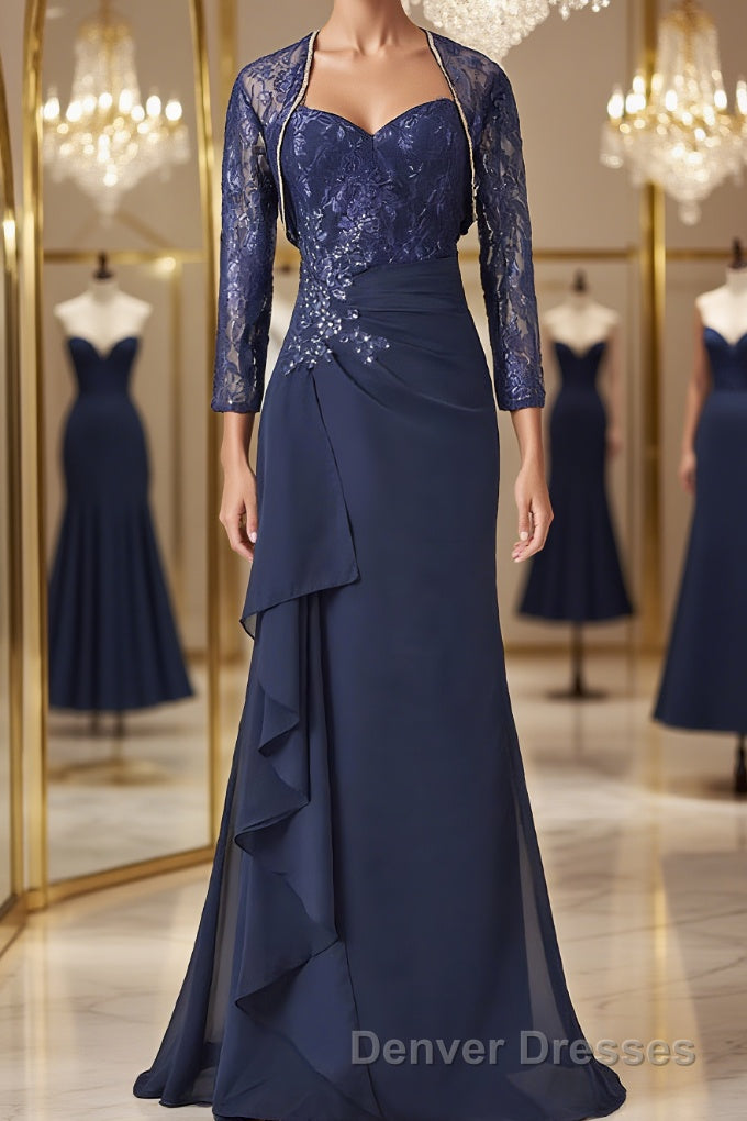 A-line/Princess Sweetheart Floor-Length Chiffon Mother of the Bride Dress With Embroidery