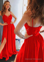 A-line/Princess Sweetheart Sleeveless Long/Floor-Length Charmeuse Prom Dresses With Split Lace