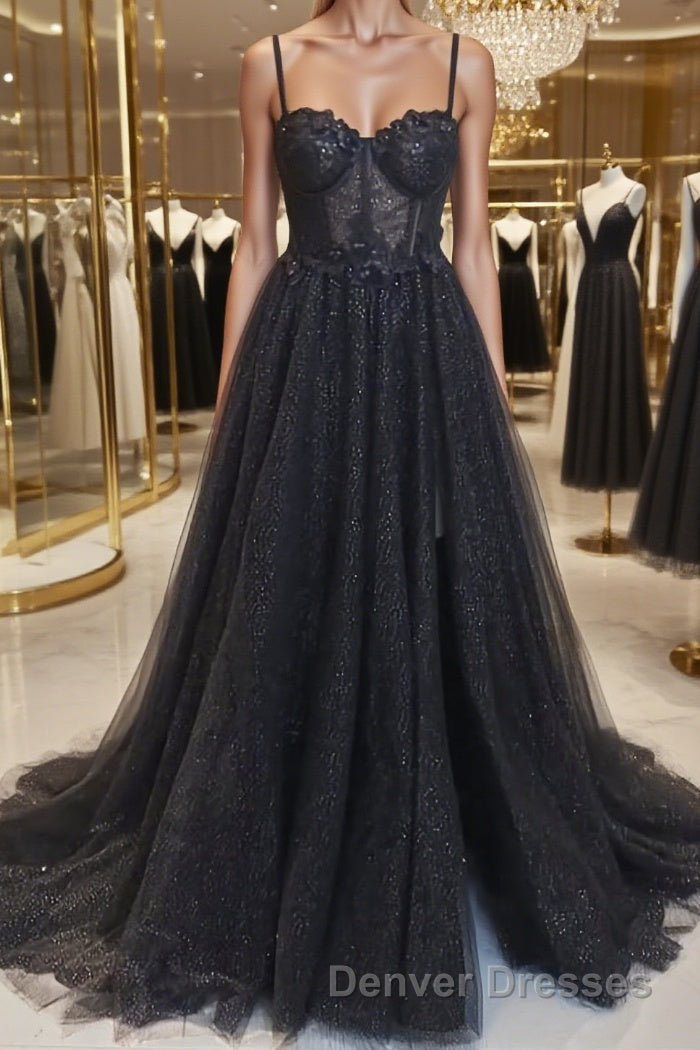 A-Line/Princess Sweetheart Sweep Train Prom Dress With Leg Slit