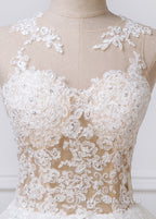A-Line/Princess Tulle Appliques Lace Wedding Dress