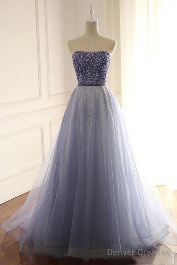 A-Line/Princess Tulle  Sweetheart  Floor-Length Prom Dresses