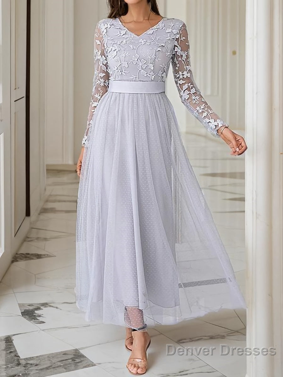 A-Line/Princess V-neck Ankle-Length Tulle Mother of the Bride Dresses With Belt Main image
