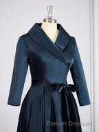 A-Line/Princess V-neck Asymmetrical Satin Mother of the Bride Dress With Belt/Sash