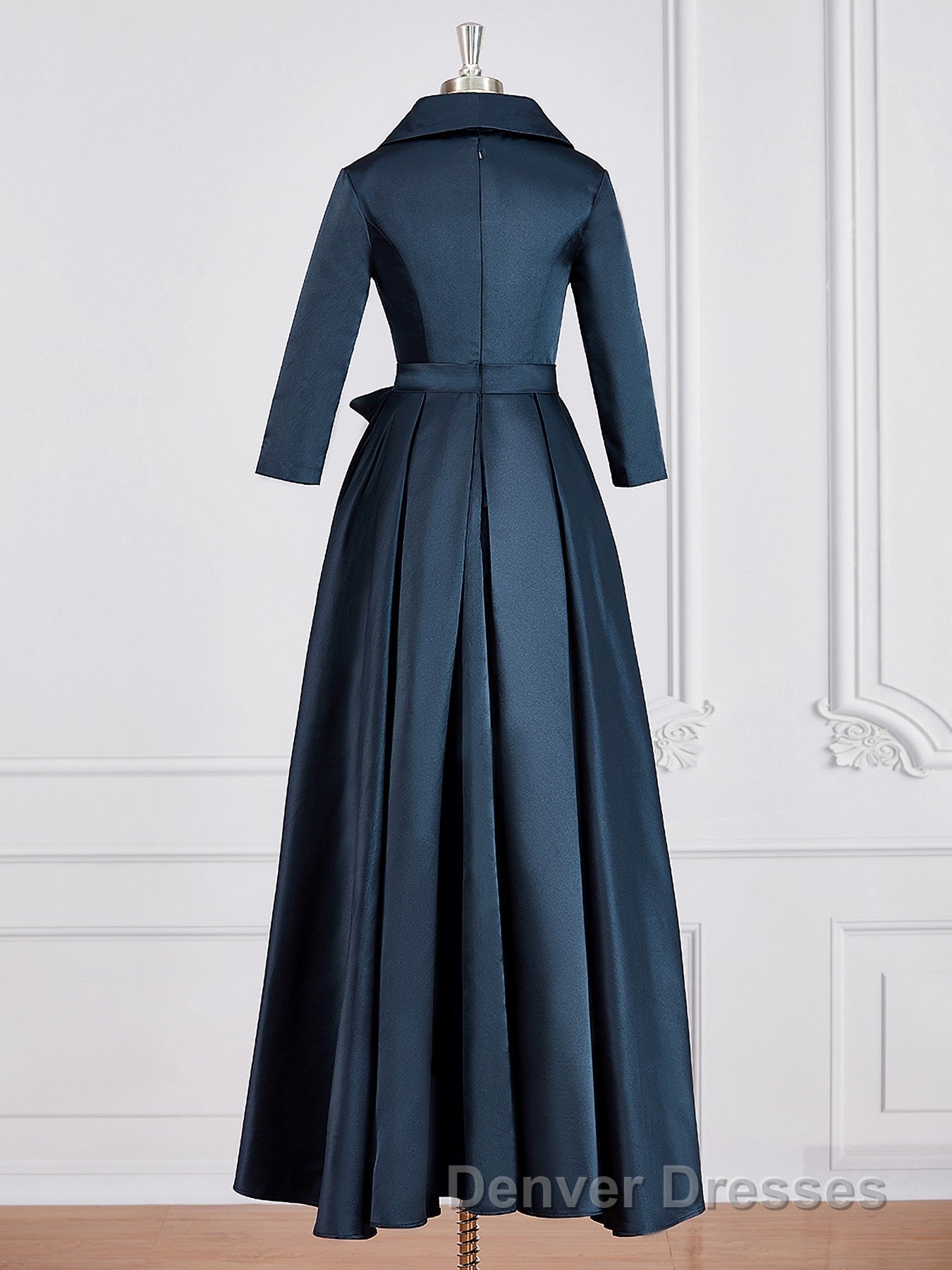 A-Line/Princess V-neck Asymmetrical Satin Mother of the Bride Dress With Belt/Sash