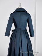 A-Line/Princess V-neck Asymmetrical Satin Mother of the Bride Dress With Belt/Sash