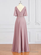 A-Line/Princess V-neck Chiffon Floor-Length Mother of the Bride Dress