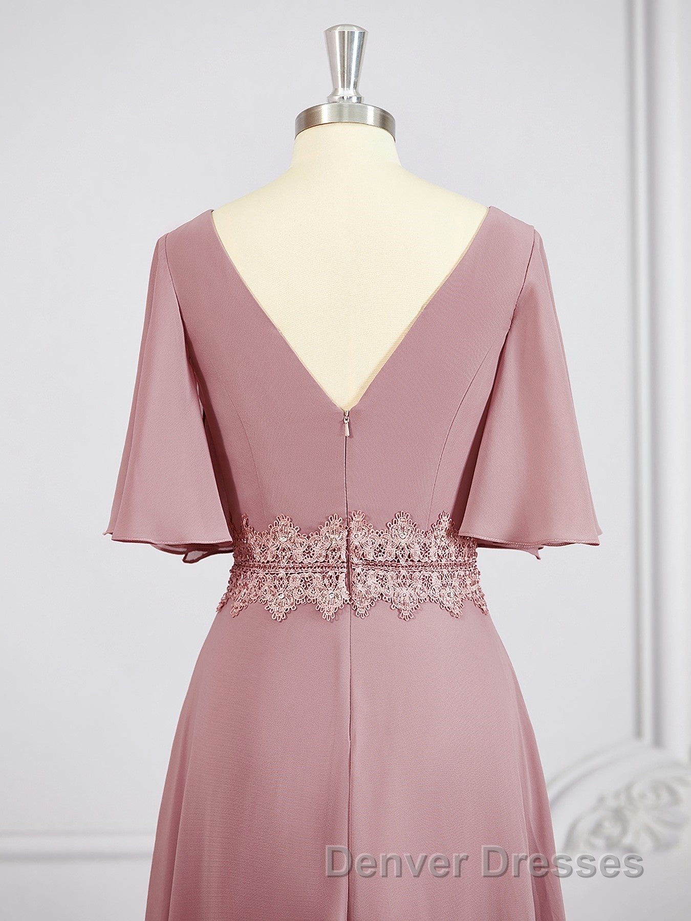 A-Line/Princess V-neck Chiffon Floor-Length Mother of the Bride Dress