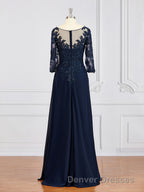 A-Line/Princess V-neck Chiffon Floor-Length Mother of the Bride Dress With Appliques Lace