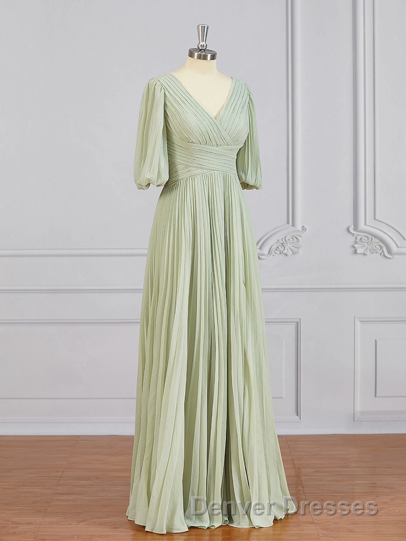 A-Line/Princess V-neck Floor-Length Chiffon Mother of the Bride Dress