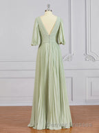 A-Line/Princess V-neck Floor-Length Chiffon Mother of the Bride Dress