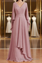 A-Line/Princess V-neck Floor-Length Chiffon Mother of the Bride Dress