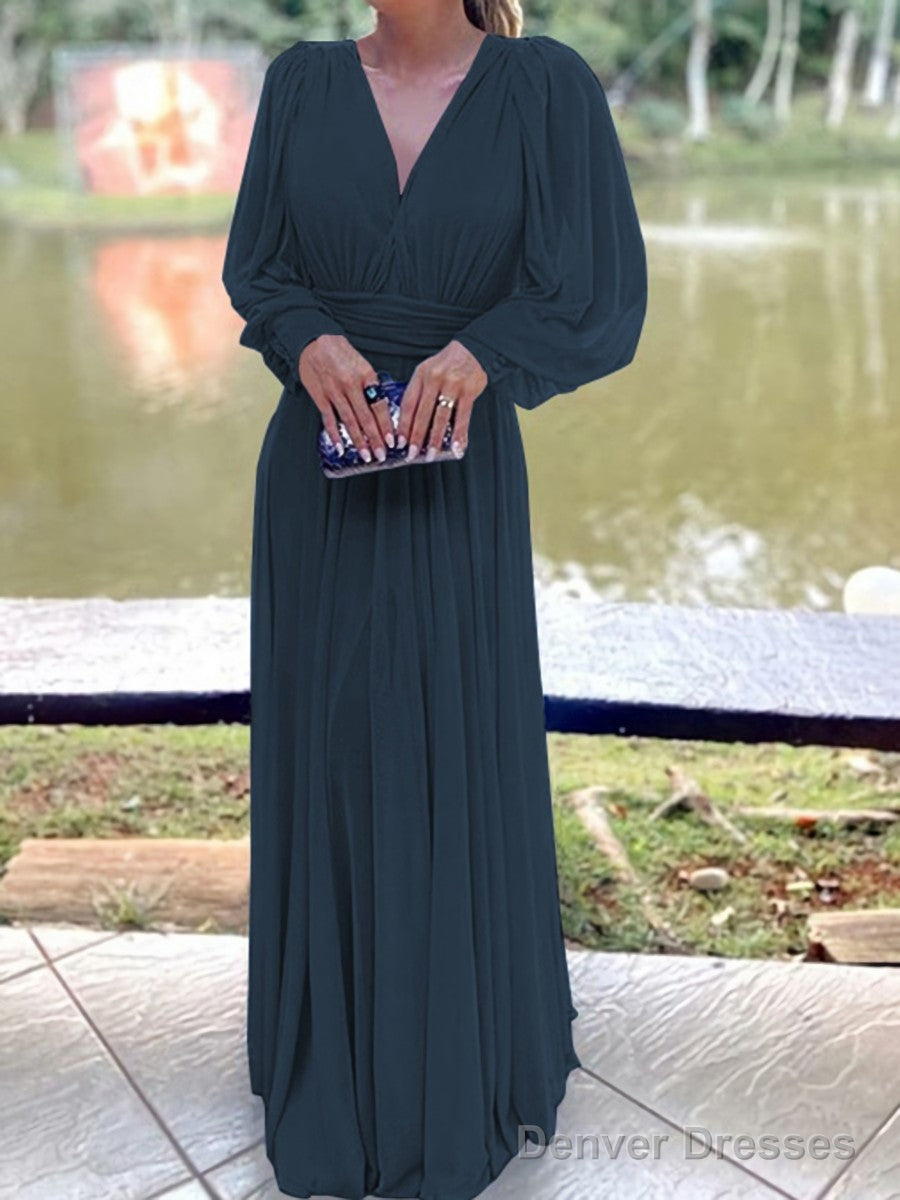 A-Line/Princess V-neck Floor-Length Chiffon Mother of the Bride Dresses With Ruffles