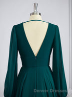 A-Line/Princess V-neck Sweep Train Chiffon Bridesmaid Dress