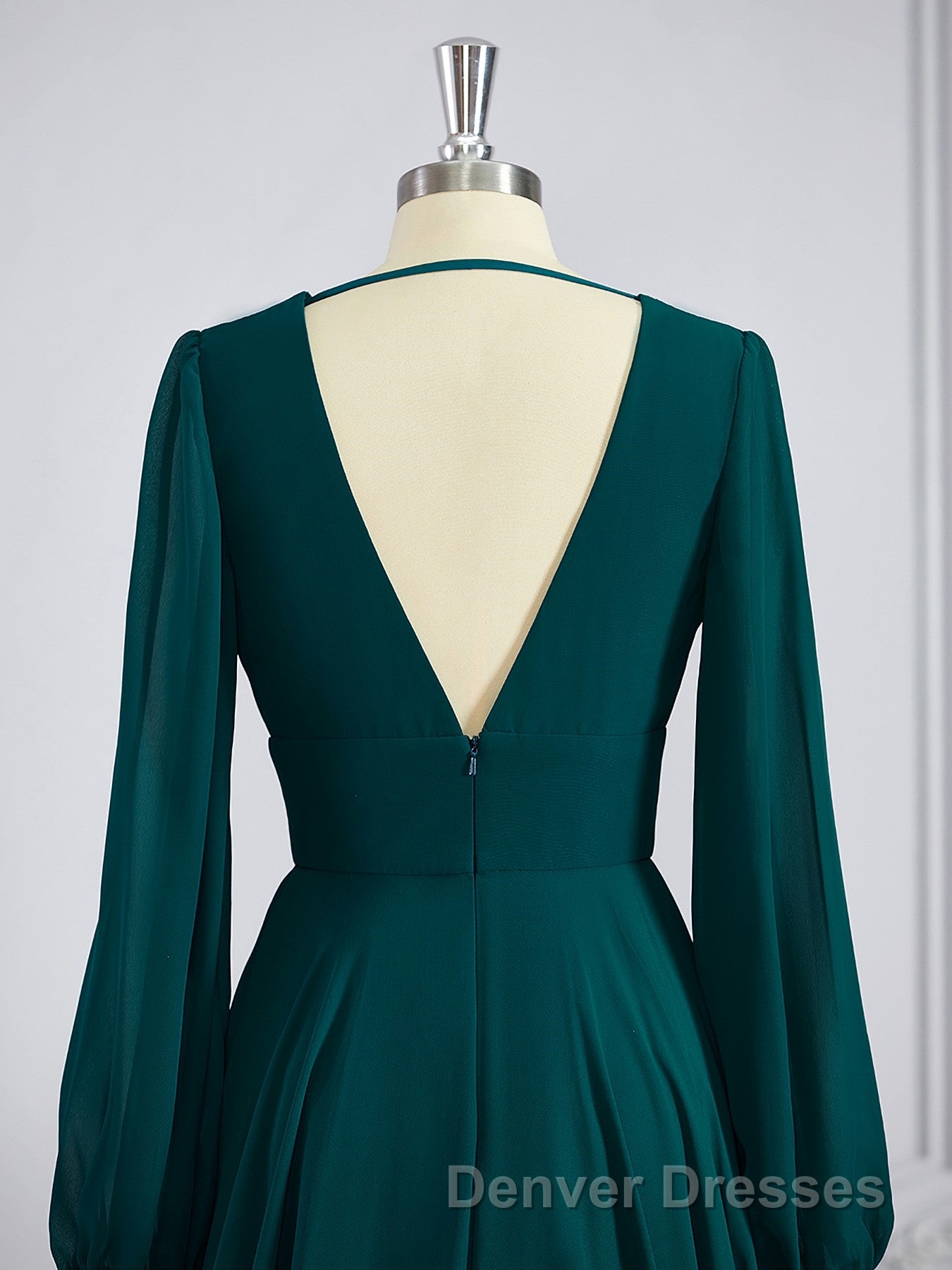 A-Line/Princess V-neck Sweep Train Chiffon Bridesmaid Dress