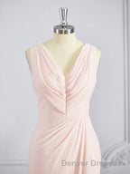 A-Line/Princess V-neck Sweep Train Chiffon Bridesmaid Dress