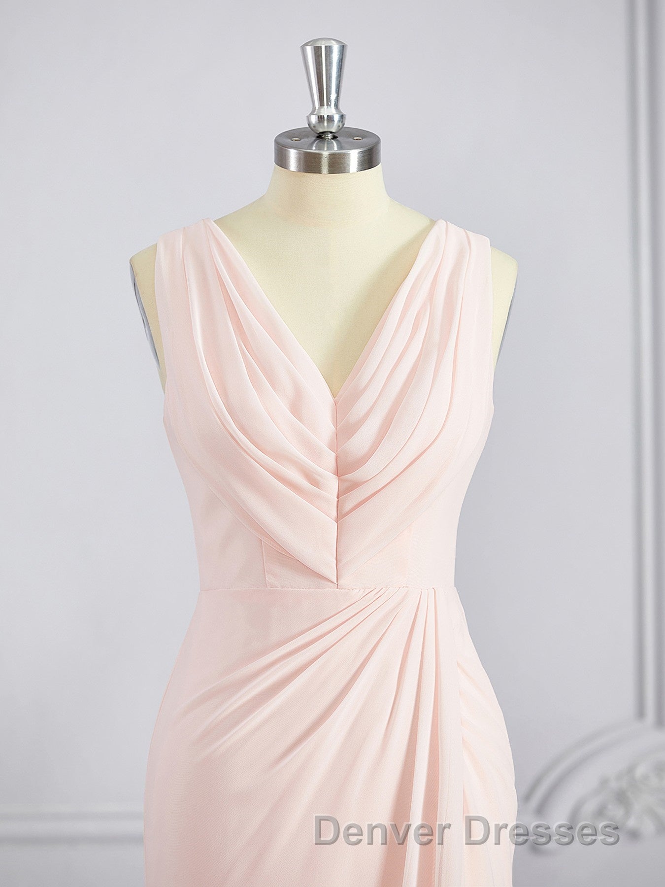 A-Line/Princess V-neck Sweep Train Chiffon Bridesmaid Dress Secondary image