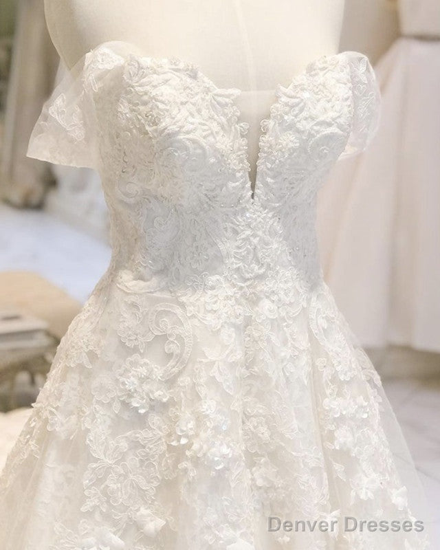 A Line /Princess Wedding Dress Lace Embroidery Off Shoulder Secondary image