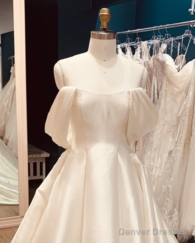 A-Line /Princess Wedding Dress Satin Off Shoulder Secondary image