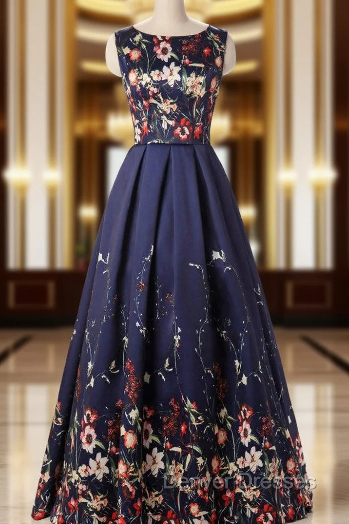 A-Line Print Prom Dress