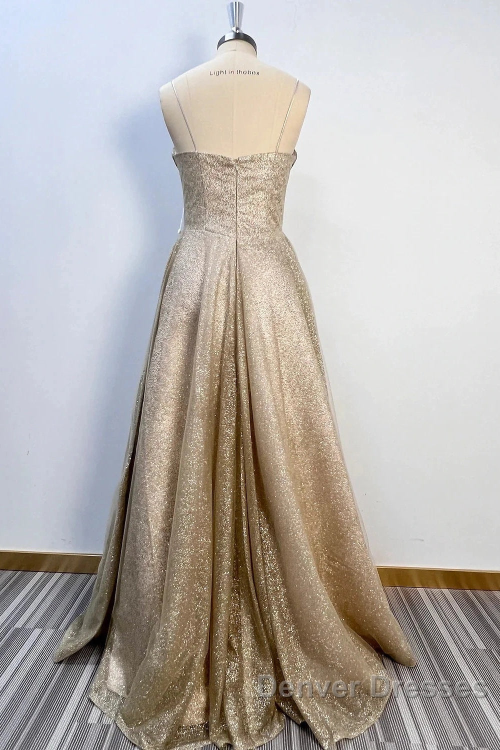 A-Line Prom Dress Corsets Dress Wedding Party Sweep / Brush Train Sleeveless Spaghetti Strap Tulle With Glitter Pleats