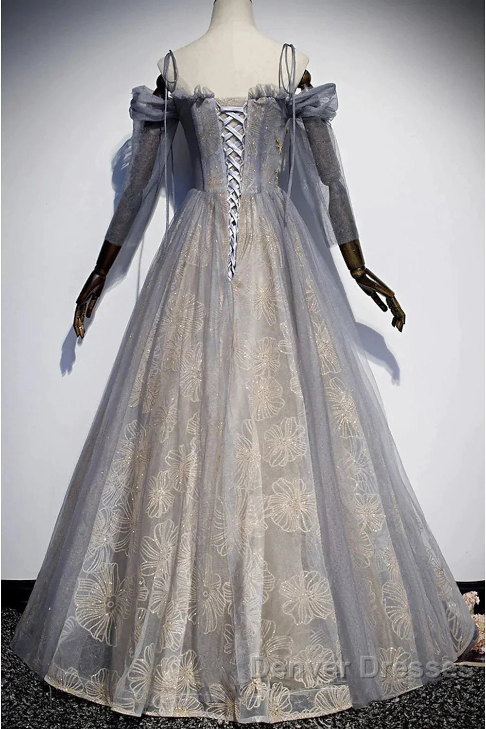 A-Line Prom Dress Dress Wedding Floor Length Strap Tulle With Sequin Embroidery Secondary image