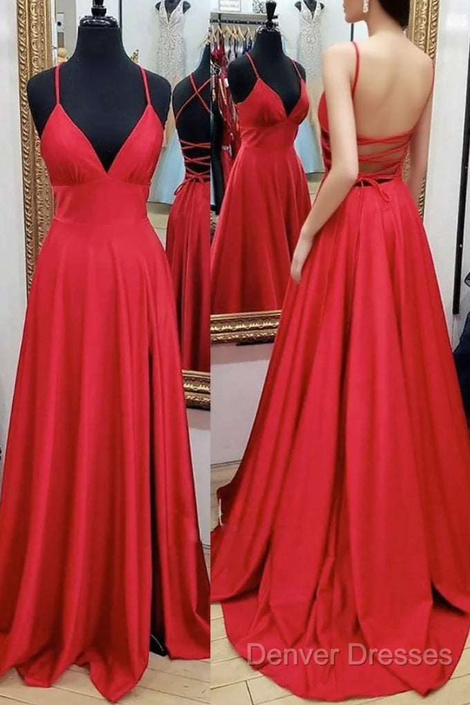 A-Line Prom Dress Empire Dress Formal Court Train Sleeveless V Neck Charmeuse Backless With Pleats Slit Main image
