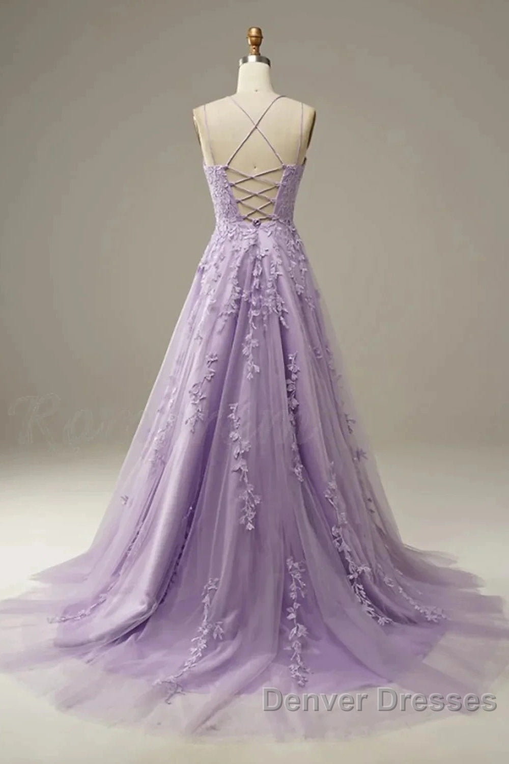 A-Line Prom Dress Floral Dress Formal Sleeveless Strap Tulle With Appliques Secondary image
