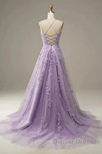A-Line Prom Dress Floral Dress Formal Sleeveless Strap Tulle With Appliques