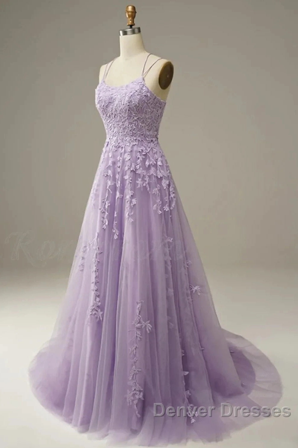 A-Line Prom Dress Floral Dress Formal Sleeveless Strap Tulle With Appliques