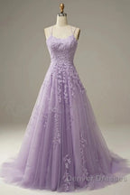 A-Line Prom Dress Floral Dress Formal Sleeveless Strap Tulle With Appliques