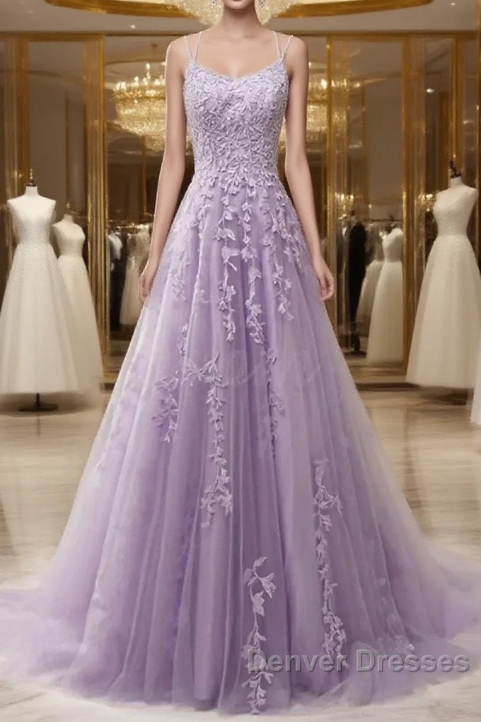 A-Line Prom Dress Floral Dress Formal Sleeveless Strap Tulle With Appliques