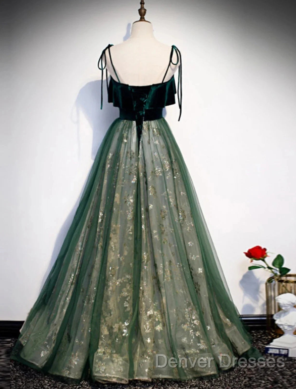 A-Line Prom Dress Glittering Dress Wedding Guest Engagement Floor Length Sleeveless Spaghetti Strap Organza With Sequin